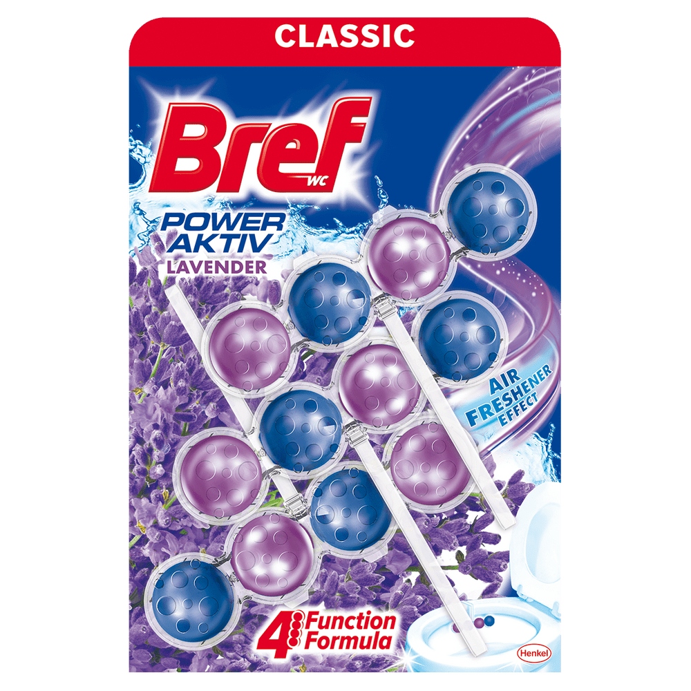 Bref WC Power Aktiv - Zawieszka do muszli WC o zapachu lawendy 3 x 50 g - obrazek 3
