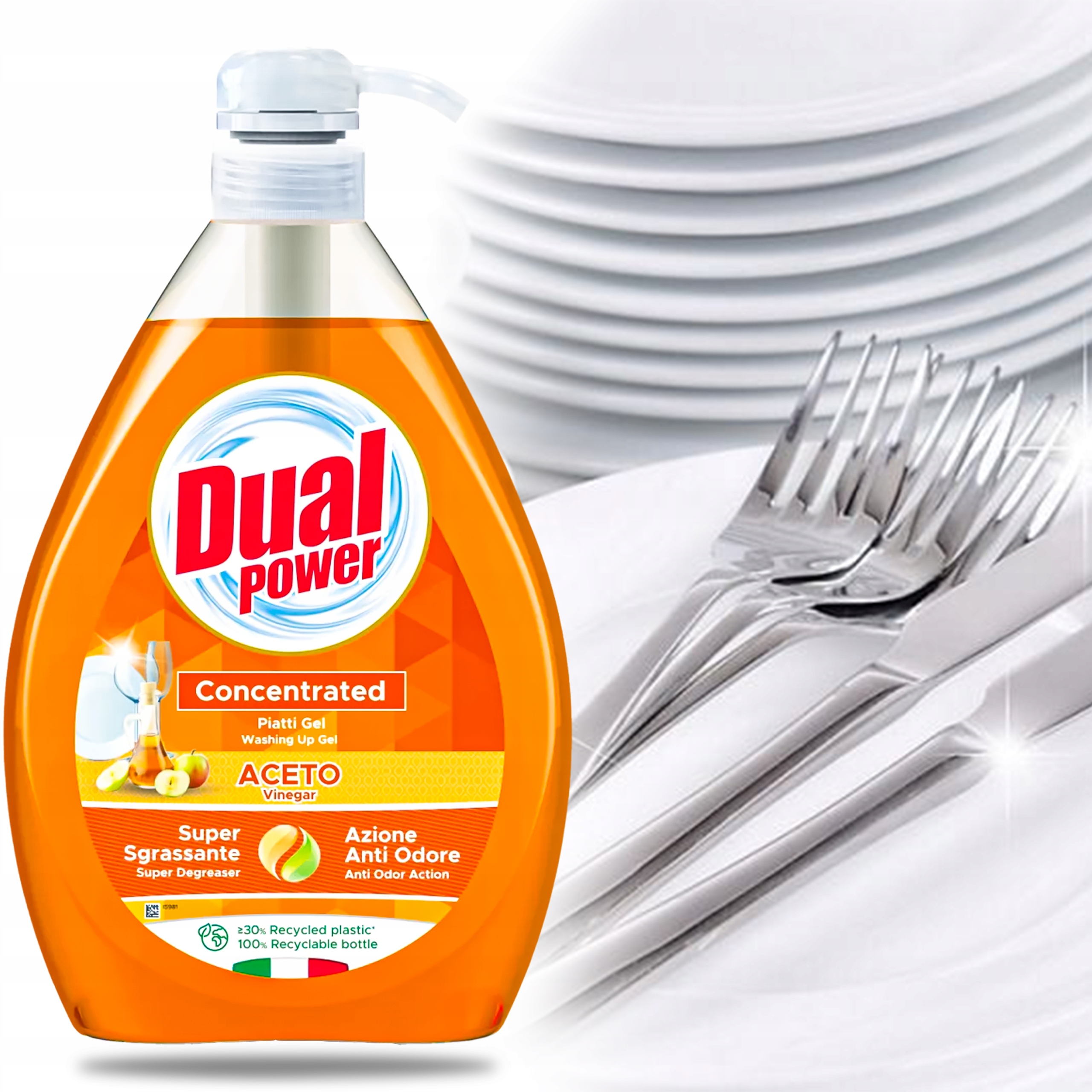 Płyn do Mycia Naczyń Żel Koncentrat Ocet Jabłkowy Dual Power 1 l - obrazek 2