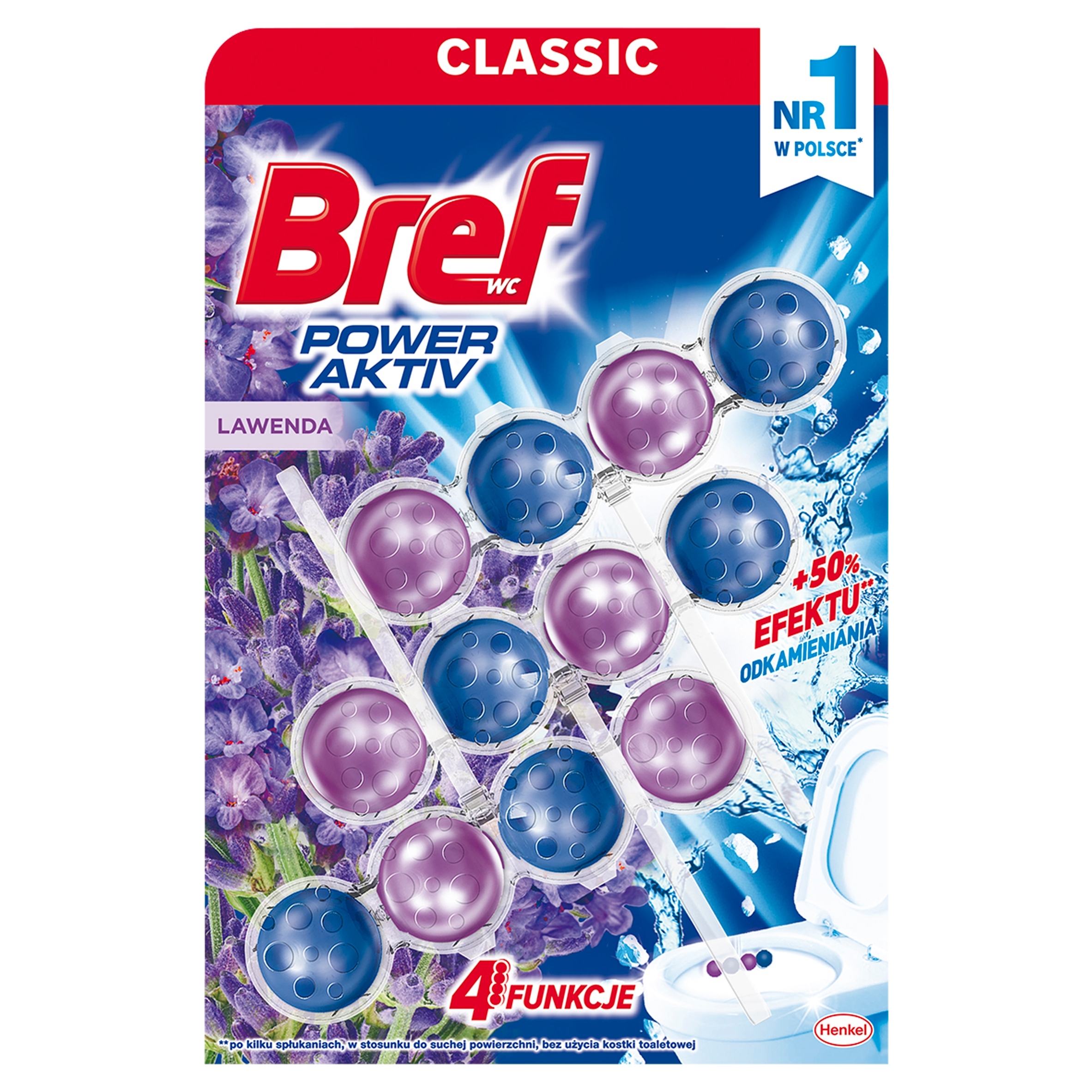 Bref WC Power Aktiv - Zawieszka do muszli WC o zapachu lawendy 3 x 50 g - obrazek 4