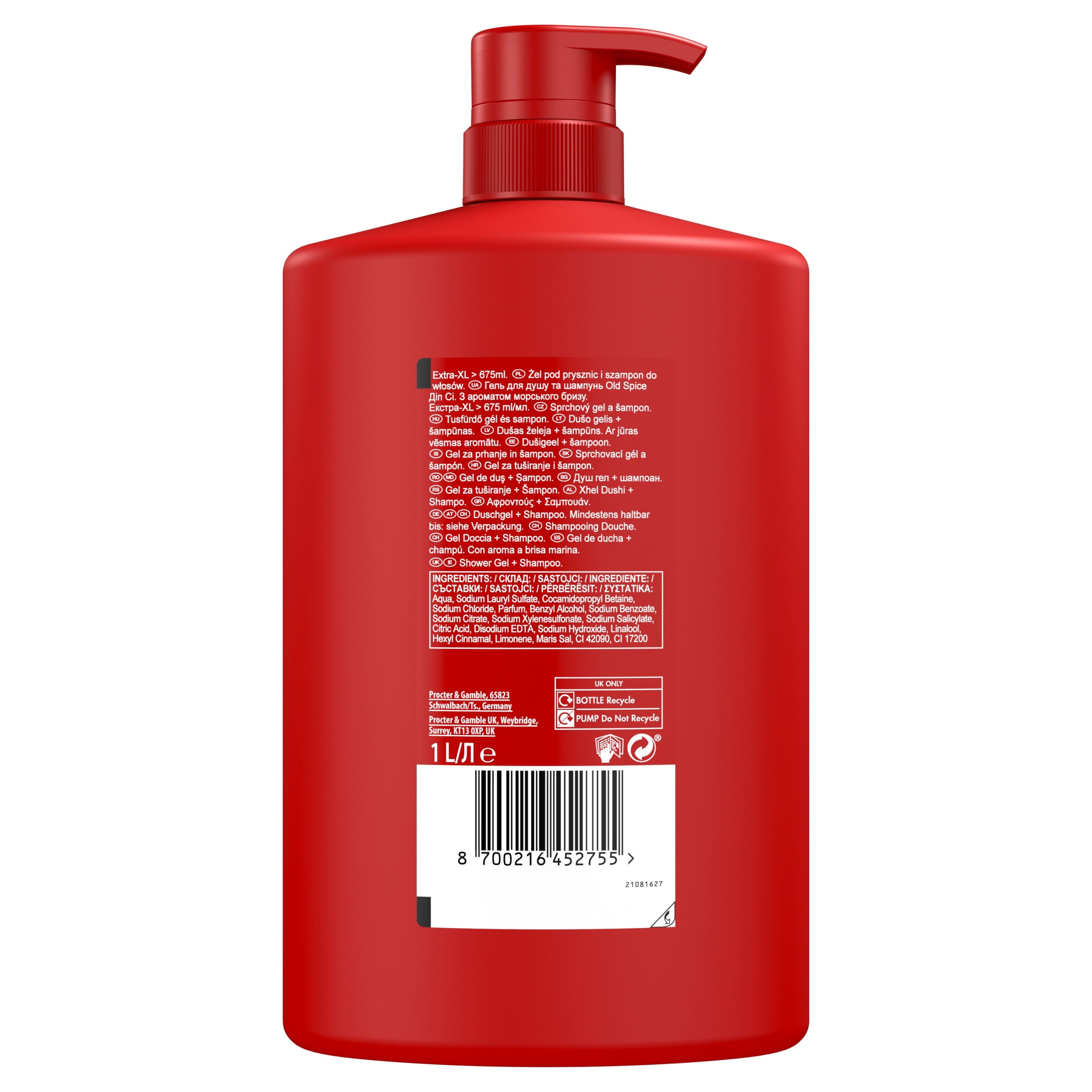 Old Spice Deep Sea Żel pod prysznic i szampon 1000 ml - obrazek 2