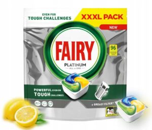 Kapsułki Fairy Platinum All In One do zmywarki cytrynowe 96 sztuk