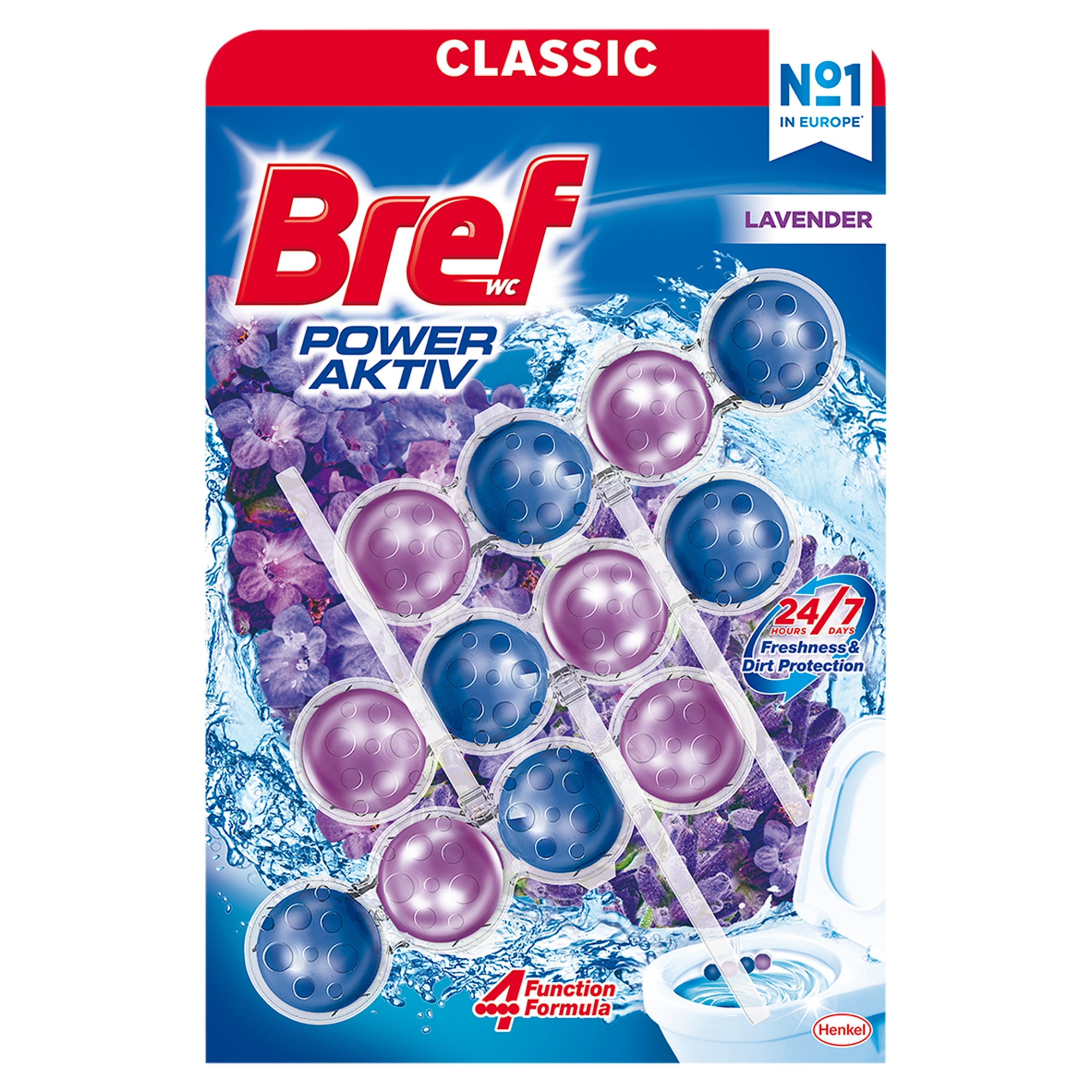 Bref WC Power Aktiv - Zawieszka do muszli WC o zapachu lawendy 3 x 50 g - obrazek 6
