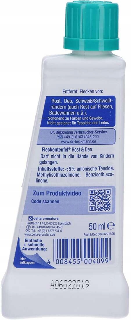 Odplamiacz precyzyjny w płynie Dr. Beckmann 50ml Rdza i Dezodorant pot - obrazek 2