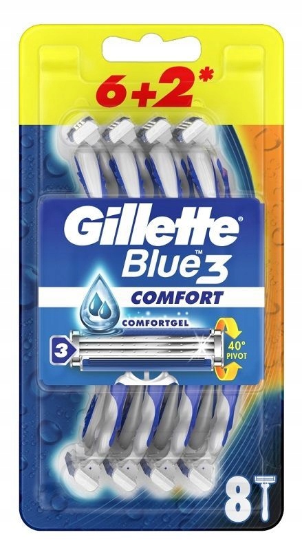 Gillette Blue3 Plus Jednorazowe maszynki do golenia dla mężczyzn, 8 sztuk - obrazek 9