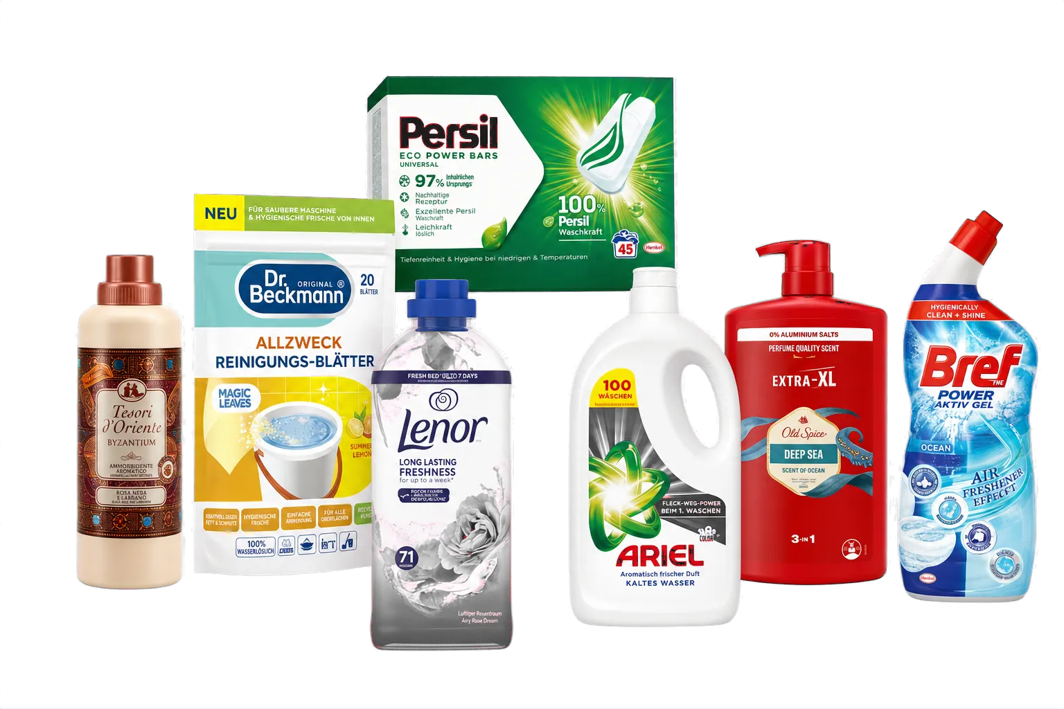 Tesori d'Oriente, Dr. Beckmann, Persil, Lenor, Ariel, Old Spice i Bref