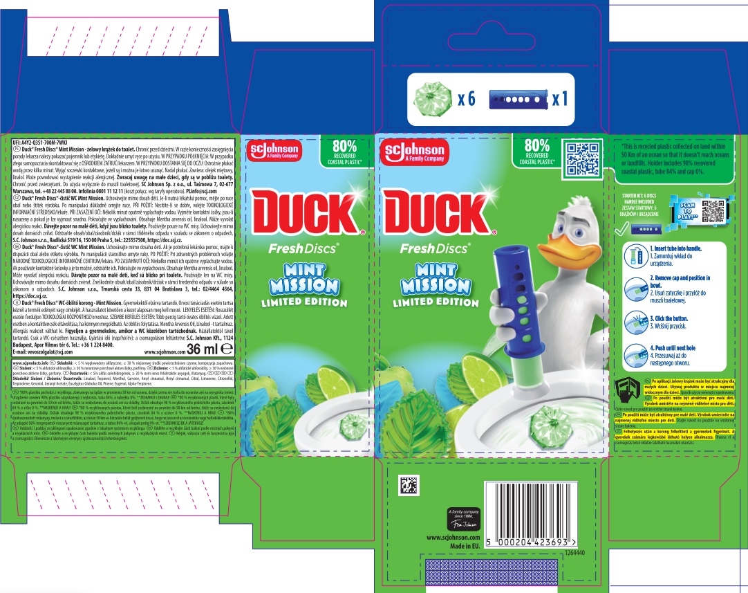 Duck Fresh Discs Mint Mission Żelowy krążek do toalet 36 ml