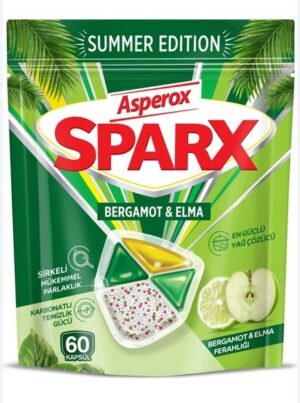 Asperox Sparx Summer Edition Kapsułki do Zmywarki Jabłko i Bergamotka 60szt
